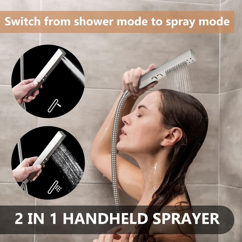 GBBNE Shower Faucet Set Rainfall Shower System with Square Showerhead