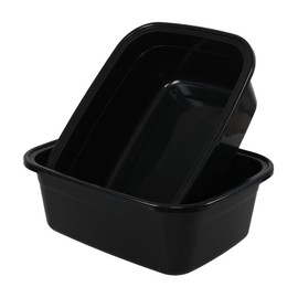 Gainhope 18 Quart Large Plastic Washing Basin, 2-Pack Rectangular Dish Tubs, Black