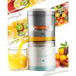 Electric Juicer Rechargeable,Portable Kitchen Gadget for making Orange Juice,Squeezing Oranges,Lemons,Kiwi Fruit,Grapefruits,and Citrus Juices.Comes with USB charging and a Cleaning Brush(White)