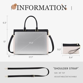 LOVEVOOK Laptop Bag for Women, 17.3 inch Laptop Tote Work Bag Purse, Large Waterproof Leather Computer Briefcase for Office