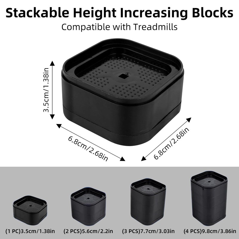 Tuieert Treadmill Incline Riser Blocks 4Pcs, Stackable Non-Slip Walking Ramp