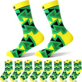Panitay 8 Pairs Jamaican Crew Socks for Men Women Jamaica Unisex Fun Novelty Dress Socks for Christmas Gifts