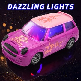 Tcvents Remote Control Car for Girls- Rc Car Pink Purple Princess Style Racing Car Vehicle with Lighting Remote Control Cars for Kids Age 3 4 5 6 7 8-12 Birthday