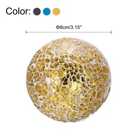 QUARKZMAN Pack of 3 Decorative Glass Balls 8 cm Orbs Centre Piece Balls Mosaic Glass Ball Sphere for Decorative Bowls Vases Dining Table Party Gold, Silver, Black, Blue