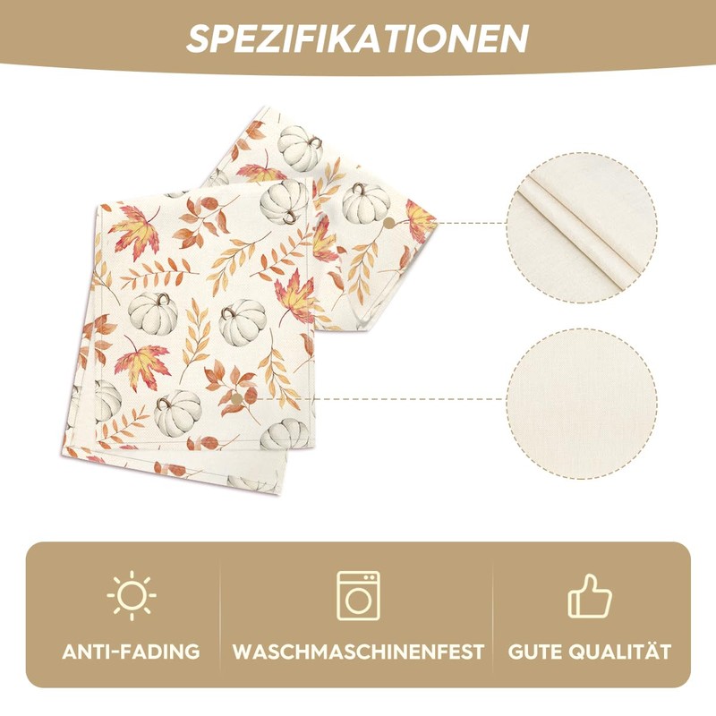 Artoid Mode Orange Pumpkins Maple Leaves Autumn Table Runner, Seasonal