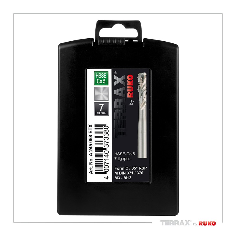Terrax HSS-CO5 Set Hsse Machine Tap Drill Bits in Plastic