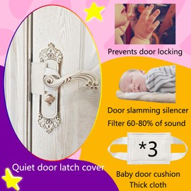 SLIFEOW Baby Proof Door Silencer & Cloth Latch Cover (3 Pack, Beige)