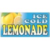 4 Less Co 2x4 Ft ICE COLD LEMONADE Banner Fabric