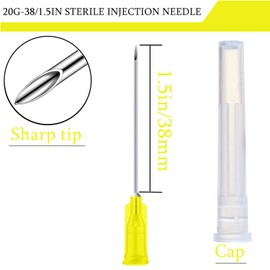 100Pack 20Gauge 1.5 Inch/38mm with Cap Dispensing Needle Accessories Disposable Lab Supplies, Individually Sealed Wrapped