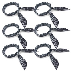 Eutuxia - Bufanda refrescante con lazo alrededor del cuello, para relajarse al instante, fresco, reutilizable para verano, interior, exterior Paquetes de 6, Paisley, negro, Large