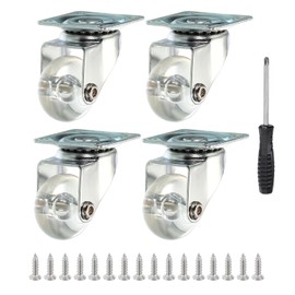 PATIKIL 1.5 Inch Swivel Caster Wheels, 4 Pcs Clear PU Rolling Castors with 360 Degree Top Plate Furniture Wheels 165 Lbs with Screws Screwdriver for Cabinet