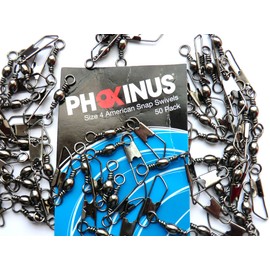 Phoxinus Black, American Snap Swivels Suitable for Carp, Pike and Sea Fishing (Size 6, 100 Pack)
