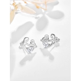 Dreamboat Dog Stud Earrings for Women 925 Sterling Silver Hug Puppy Jewelry Gifts for Dogs Lover