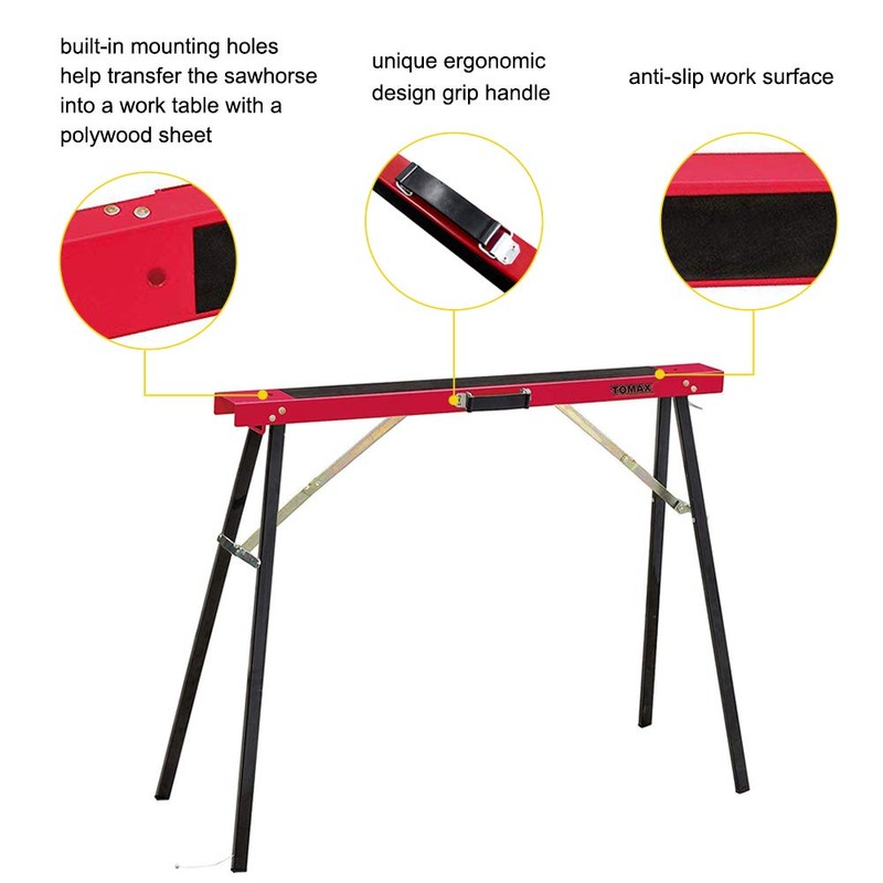 TOMAX Portable Folding Sawhorse Heavy Duty 275lb Weight Capacity Each