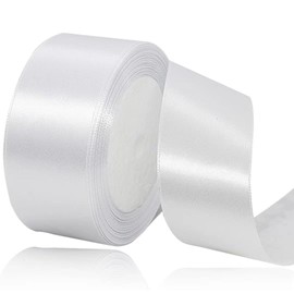 Gift Ribbon White 40 mm Wide, 23 Metres Satin Ribbons White Fabric Ribbon Crafts, Wreaths, Wedding Decoration, Christmas, Hair Bows, Bouquets, Birthday and Gift Packaging
