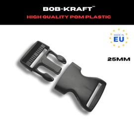 BOB-KRAFT - Buckle, plastic click closure, clip closure, buckle for lap belt, replacement buckle for backpack, made in the EU, black