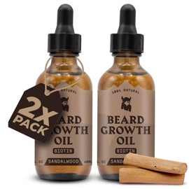 Striking Viking Beard Growth Oil - 2 Fl Oz, Pack of 2, Sandalwood - Nourishing Jojoba & Argan Oil Hydration - Intense Thickening for Beard Growth