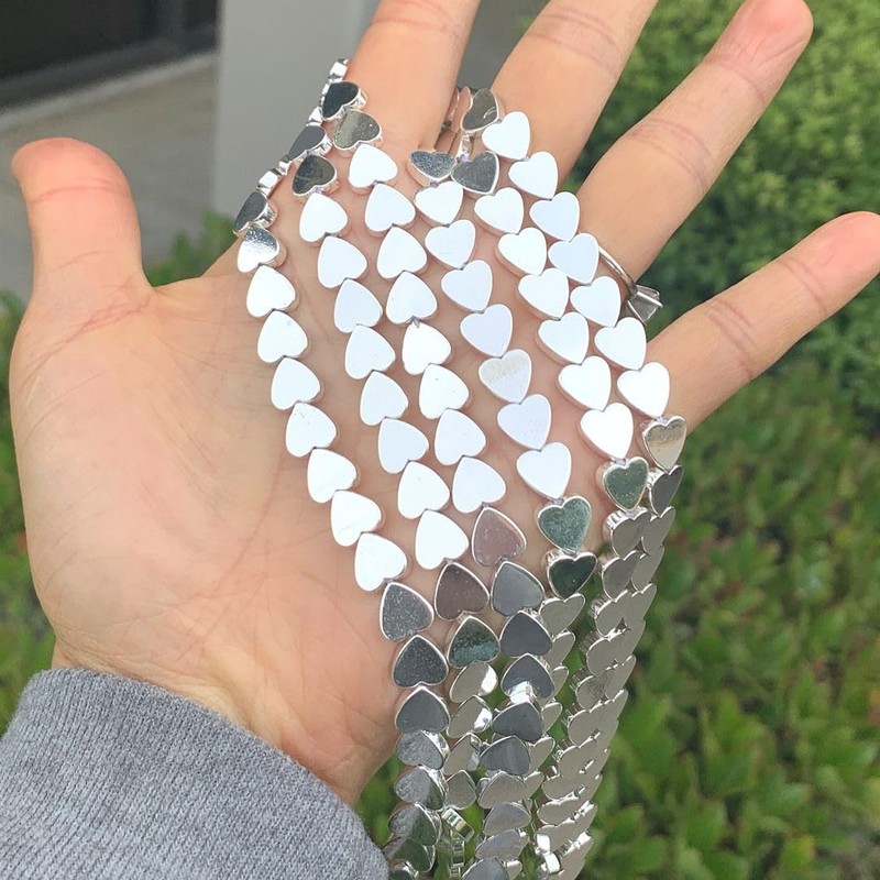 1 Strand Grade A Natural Hematite Silver Plated Gemstone 8mm