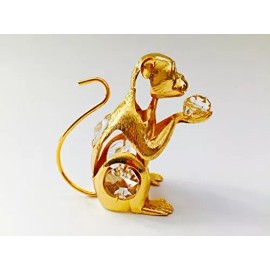 KG & C Year of Monkey FIGURINE - ORNAMENT 24KT GOLD PLATED WITH AUSTRIAN CRYSTALS