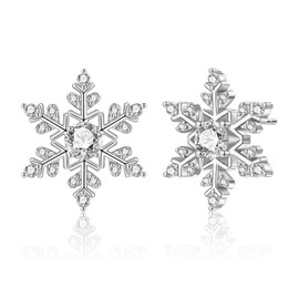 KORAS Silver Christmas Stud Earrings for Women, Sterling Silver Snowflake Stud Earrings Jewellery, Hypoallergenic Christmas Earrings Xmas Gifts for Women