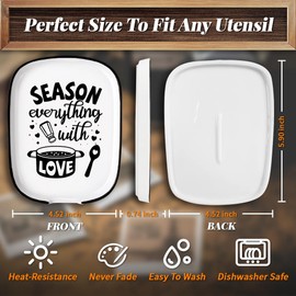 ANATTASOUL Keramik Löffel Rest 15 * 11.5cm,Küche Speisenaufzug Löffelhalter Keramik für Spatel, Zangen, Gadgets, Kaffeelöffel, Spoon Rest für Kochplatte, Küchentheke(Alles mit Liebe würzen)