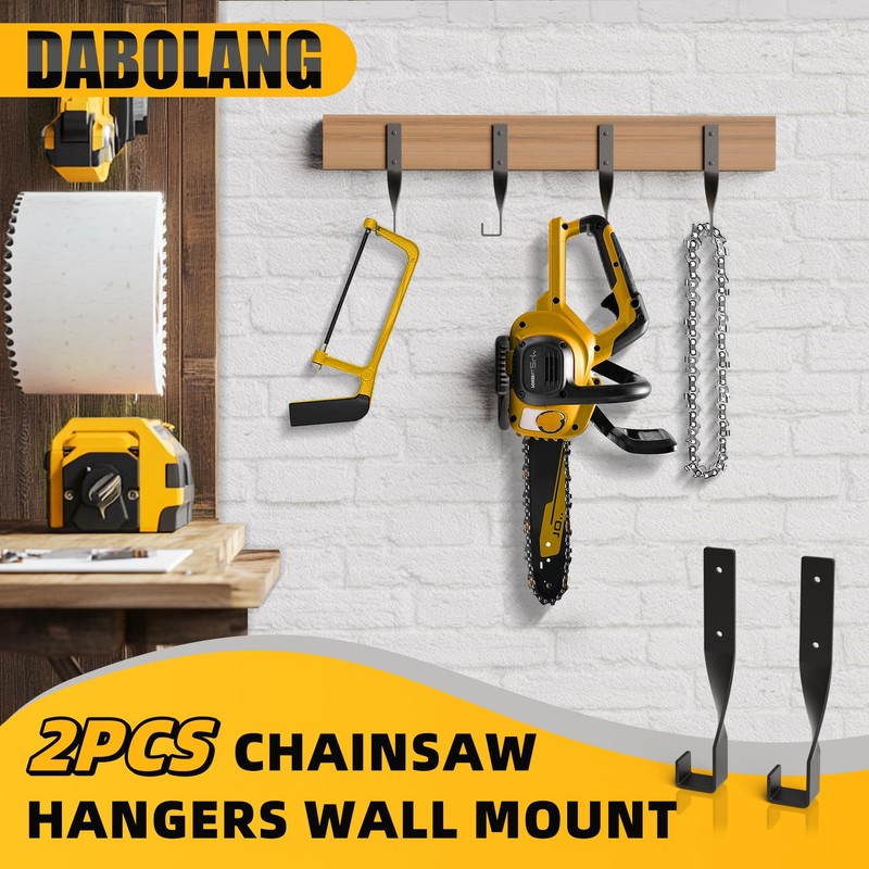 Dabolang 2PCS Chainsaw Holder,Chainsaw Hanger Wall Mount,Heavy Duty Chainsaw Rack,Weed