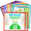 35 Pack Dry Erase Pockets Reusable Sleeves 10x13 inch -