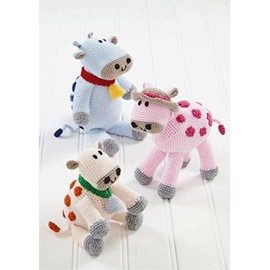 King Cole Double Knit Amigurumi Crochet Pattern Cow Toy in 3 Sizes (9155)