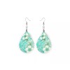 Twisted R Design Aqua Blue Floral Print Wood Dangle Teardrop