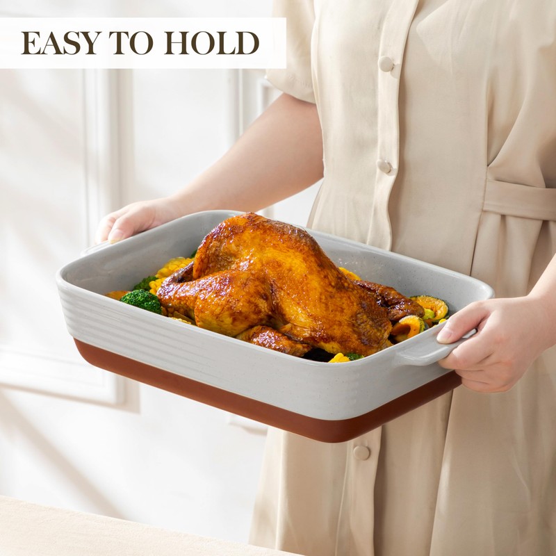 MALACASA Lasagne Dishes for Oven, 4.8 Qt Ceramic Oven Dish