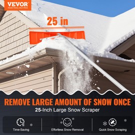 VEVOR Snow Roof Rake, 21ft Reach Aluminium Handle, 25" Plastic Blade Snow Removal Tool, , Superior Roof Shovel with Anti-Slip Handle Grip, Easy to Setup & Use for House Roof, Wet Leaves, Car Snow