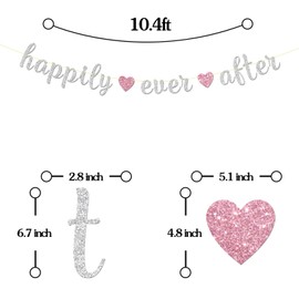 Maicaiffe Happily Ever After Banner - Wedding Party Decor - Engagement - Bride to Be - Just Married - Bachelorette Party Decorations, Silver Glitter