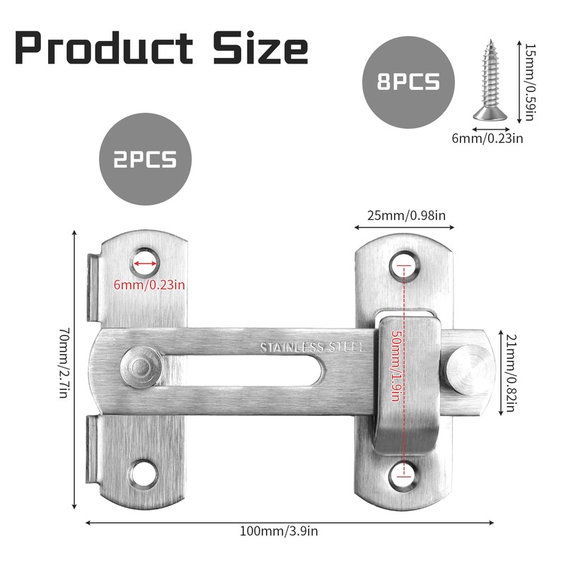 BEILUBANG Door Latch 2 Pcs Barn Door Latch With Screws