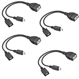 4-Pack Micro OTG Cable Adapter, 2-in-1 Powered Micro USB to USB Adapter (OTG Cable + Power Cable) for Streaming Sticks, Media Devices, PS Classic, Pi Zero, Sega Genesis, S/NES Classic etc