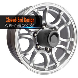 GTownWorks 4Pcs 4.25 inch Wheel Center Caps Fit 4.25" Center Bore Truck Trailer RV SUV Wheels Rims, Carbon Steel Black Push Through Hub Covers