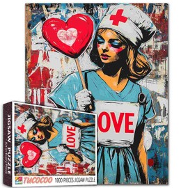 Tucocoo Street Love Art Jigsaw Puzzles for Adults 1000 Pieces, Nurse Banksy Graffiti Puzzles for Adults DIY Crafts Puzzles for Home Decoration Gifts, Family Challenging Puzzle Perfect for Game Nights