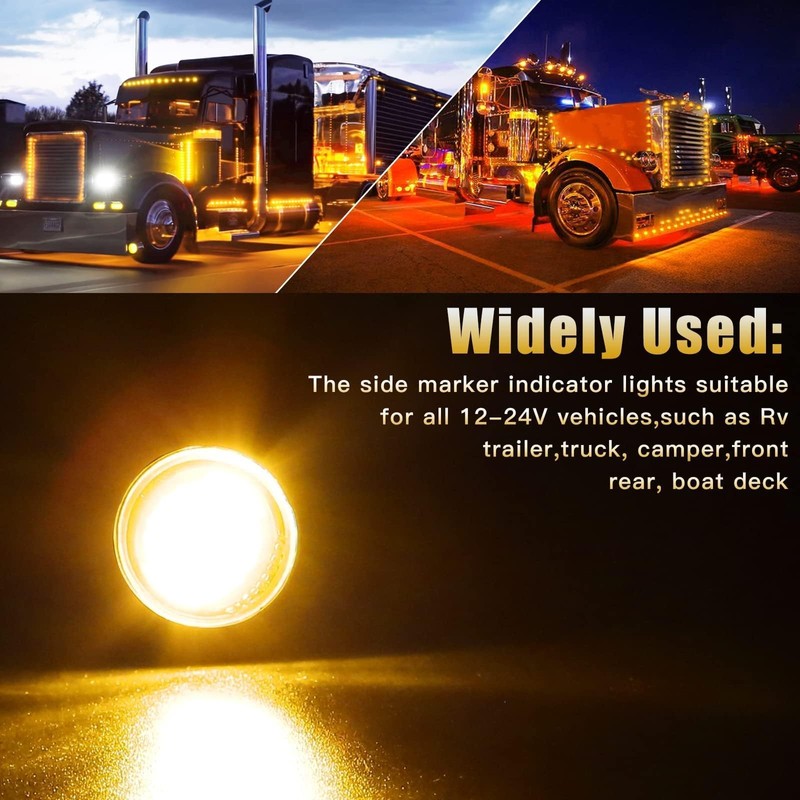 ALFU 20pcs (10pcs Amber + 10pcs Red) 3/4" Round LED