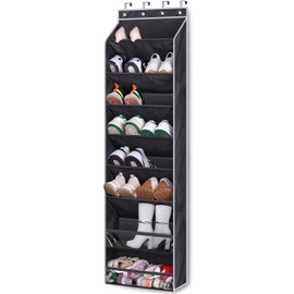 KEETDY Over the Door Shoe Rack for Door Fit 20 Pairs Sneakers Large Hanging Shoe Organizer for Closet Door Storage Boots, Black