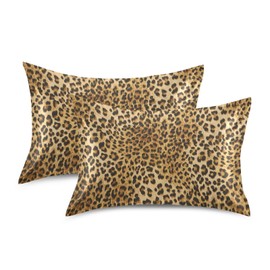 AUUXVA Satin Pillowcases Breathable Pillow Case for Hair and Skin, Animal Leopard Print King Size 20x40 inches Pillow Cases Satin Pillow Covers with Envelope Closure for Sofa Bed Couch