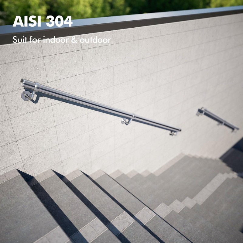 Stair Handrail Kit,4FT Heavy Duty Wall Mounted Railing System 304