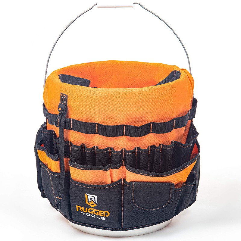 Rugged Tools Bucket Tool Organizer - 64 Pocket Bucket Caddy