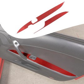 Lcojicep Car Door Armrest Panel Trim Cover Compatible with Corvette C6 Z06 ZR1 2005-2013 Real Carbon Fiber Auto Interior Door Armrest Panel Decoration Sticke (Red)
