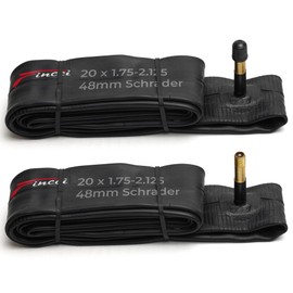 Fincci Pair 20 x 1.75 1.95 2.0 2.1 2.125 Inch 48mm Schrader Valve Inner Tubes for BMX Mountain MTB Kids Childs Bicycle Bike (Pack of 2)