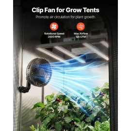 Smart Control Powerful Oscillating 9-Speeds Circulation Mode USB Port Rechargeable Fan for Grow Tent Clip-On & Plant FanSize &amp;amp; Quantity: 6 inch and 2 Pcs, color: Black Color