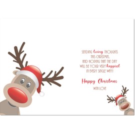 doodlecards Wife Christmas Card Rudolph in Snow Medium Size Christmas Card for Wife with Plain Envelope