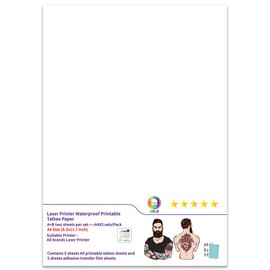 MR.R Laser Printable Waterproof Water Transfer Temporary Tattoo Paper A4 210 x 297mm Pack of 5 Sets (A + B per Set)