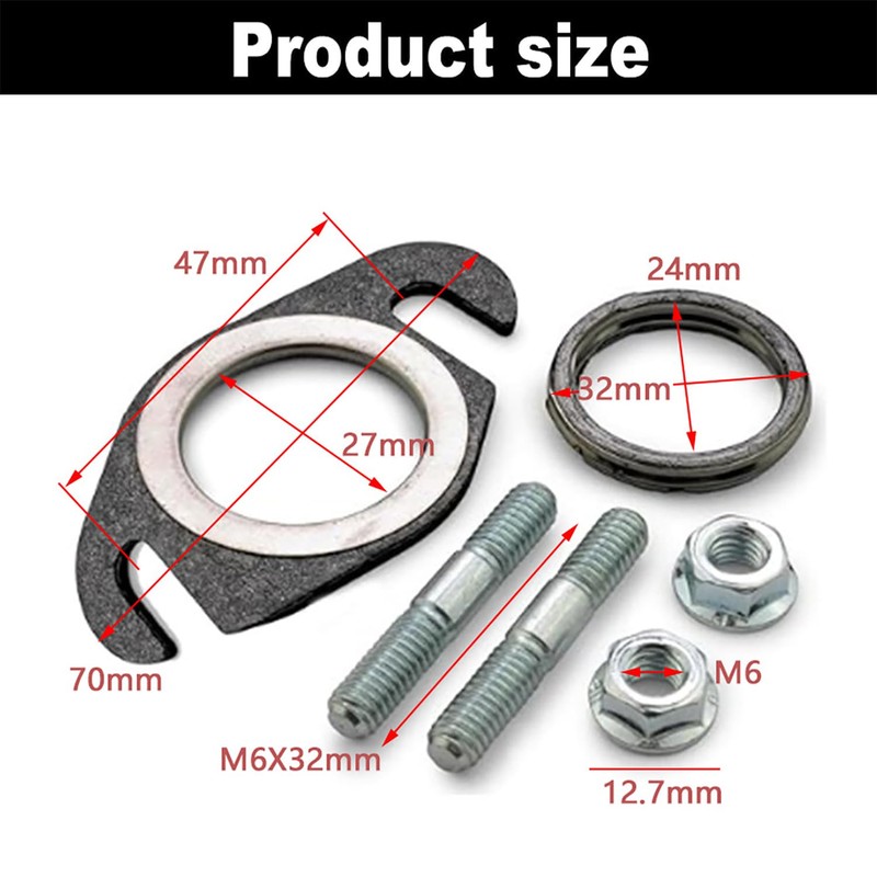 JINJUMEI Auspuffdichtung und Auspuff Stehbolzen, Krümmer Dichtung Set, 50cc 2T