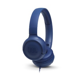 JBL T500 in Blue – On Ear Lightweight, Foldable Headphones with Pure Bass Sound – Universal 1-Button Remote and Microphone