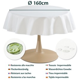 Outdoor Tablecloth Washable Round Diameter 160 cm White Diameter Garden Tablecloth Tablecloths Weatherproof Oilcloth Tablecloth Table Cloth Made in Italy for Outdoor Use Tablecloth