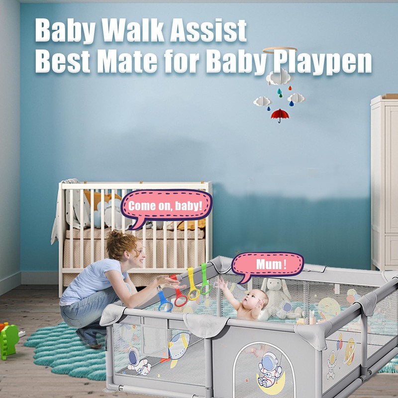 Baby Pull Up Rings 6 Pack Walk Assistant, Pull Up